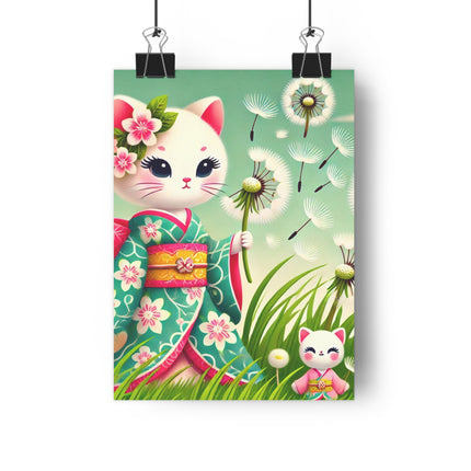 Geisha Kitten and the Dandelion Wish Giclée Art Print