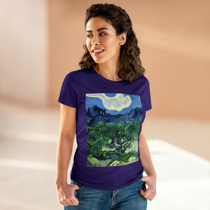 Olive Trees by Vincent Van Gogh Women's Midweight Cotton Tee