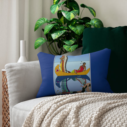 Le long du Missouri (Indian couple on the Missouri River) by George Barbier Spun Polyester Lumbar Pillow