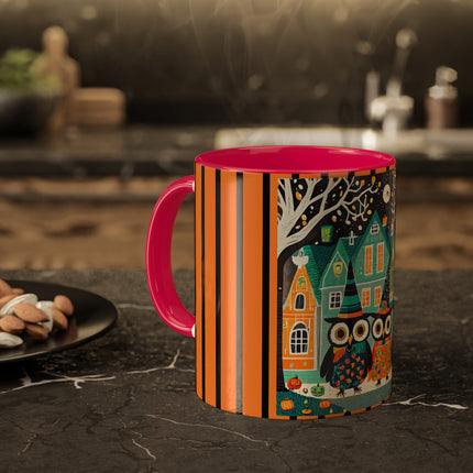 Night of the Trick-or-Treating Owlets Colorful Mugs, 11oz