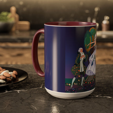 Moonlit Garden Waltz Colorful Mug (11oz, 15oz) – Rococo Romance, Garden Elegance & Enchanted Dance
