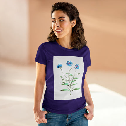 Blue Strawflower by Anselmus Boëtius de Boodt Women's Midweight Cotton Tee