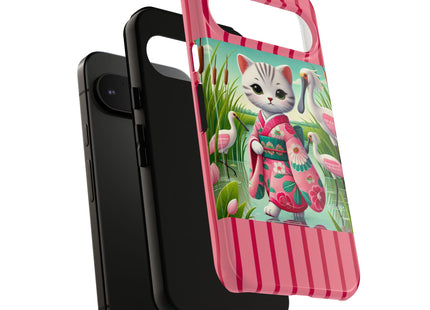 Geisha Kitten Strolls Among the Spoonbills Phone Cases