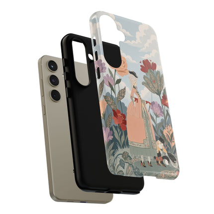 🌹🐈 The Lady And Puss In Boots Phone Case – Art Deco Floral Whimsy