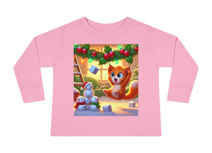 Naughty or Nice Kitten Christmas Toddler Long Sleeve Tee