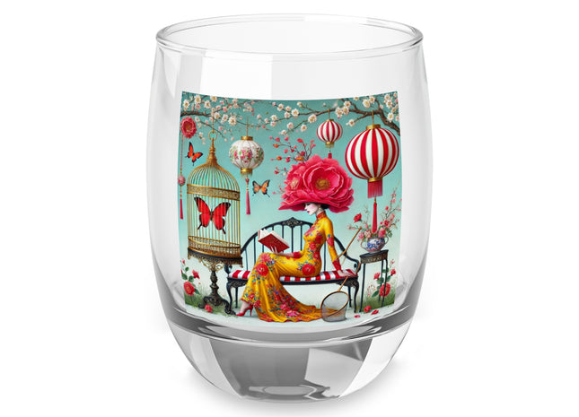 Reading In A Painted Garden Whiskey Glass