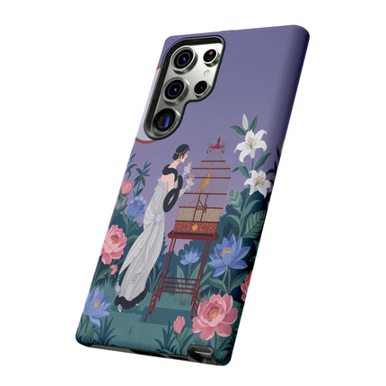 🌸🐦 The Lady Of The Garden Birdcage Phone Case – Art Deco Floral Elegance