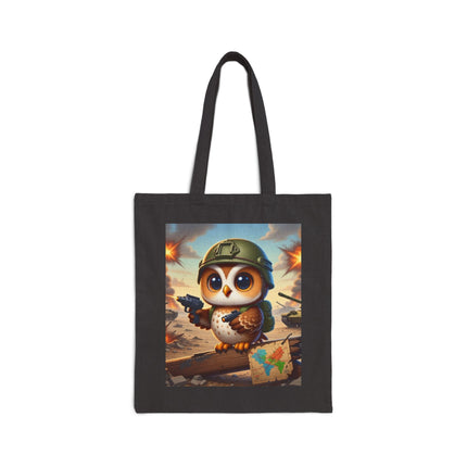The Owl on the Front Lines Cotton Canvas Tote Bag – Courage & Quiet Strength