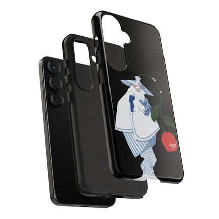 Blue & White Porcelain Geisha Phone Case – Elegant Mystery & Floral Grace