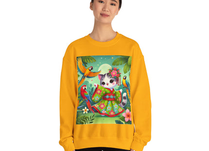 Parrot Dance of the Geisha Kitten Heavy Blend™ Crewneck Sweatshirt