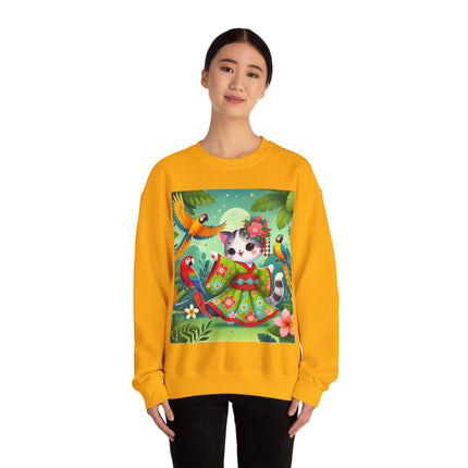 Parrot Dance of the Geisha Kitten Heavy Blend™ Crewneck Sweatshirt