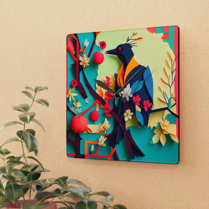 Curious Crow Acrylic Wall Clock, Round and Square