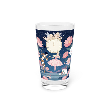 🕛🌸 Midnight Waltz Before Christmas Pint Glass – Art Deco Holiday Fantasy