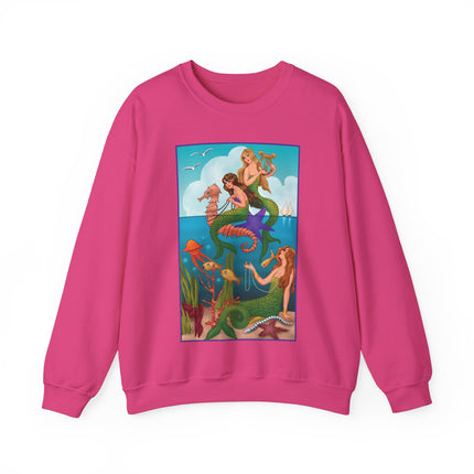 Three Mermaids with Strings of Pearls by Carlo Chiostri Heavy Blend™ Crewneck Sweatshirt