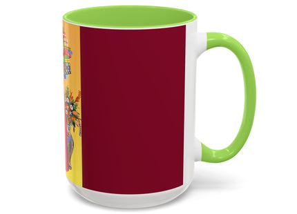 Elegant Holiday Woman with Gifts Colorful Mugs (11oz, 15oz)