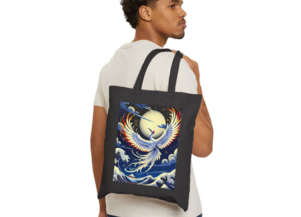 Majestic White Crane Cotton Canvas Tote Bag