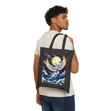 Majestic White Crane Cotton Canvas Tote Bag