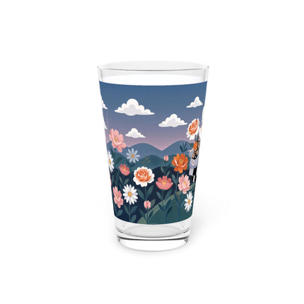 🌸🎀 The Grand Floral Promenade Pint Glass – Art Deco Fashion Fantasy