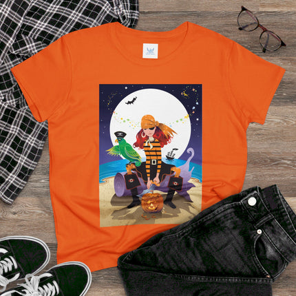 Moonlit Pirate Halloween Women's Midweight Cotton Tee