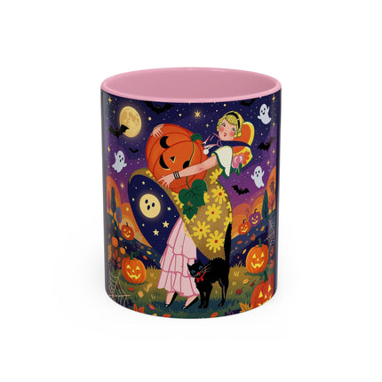 🎃🐈‍⬛ The Pumpkin Moon Embrace Colorful Mug – Whimsical Halloween Charm