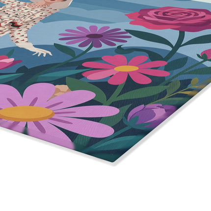 🌹☁️ The Lady Of The Rose Garden Glass Cutting Board – Art Deco Floral Fashion Elegance