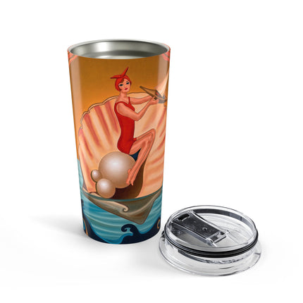 ⛵🦪 The Pearl Shell Sailor Tumbler, 20oz – Art Deco Seaside Fantasy