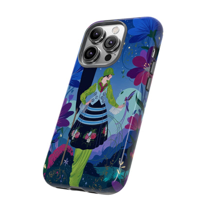 🌸🐦 The Lady Of The Midnight Bird Garden Phone Case – Art Deco Floral Fantasy