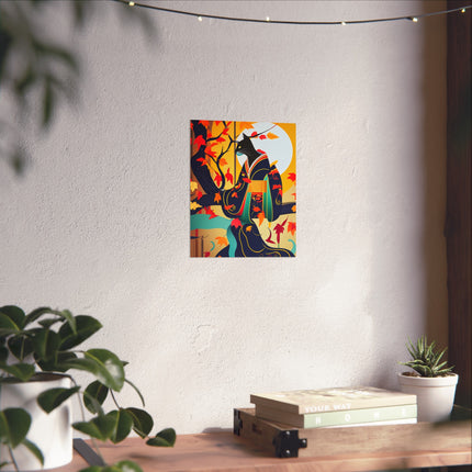 Black Cat in Kimono Fine Art Posters