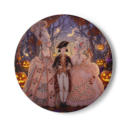🎃🌙 The Midnight Court Of Pumpkin Grove Ceramic Coaster – Elegant Halloween Masquerade