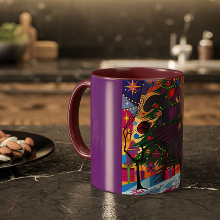 🎄✨ Christmas Among The Twinkling Trees Colorful Mug – Art Deco Holiday Fantasy