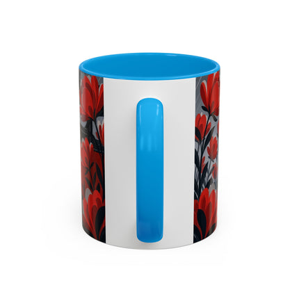 ☔🌹 The Scarlet Rainstorm Promenade Colorful Mug – Art Deco Motoring Elegance