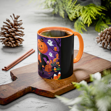 🎃🏮 The Pumpkin Gentleman's Moonlit Stroll Colorful Mug – Whimsical Halloween Charm
