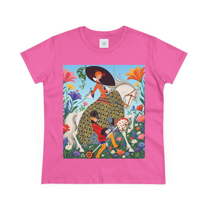 🐎🌸 The Enchanted Garden Riders Cotton Tee – Art Deco Equestrian Whimsy