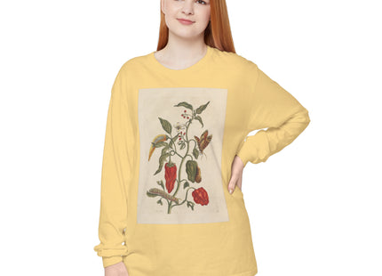 Botanical Pl.15 by Maria Sibylla Merian Garment-dyed Long Sleeve T-Shirt