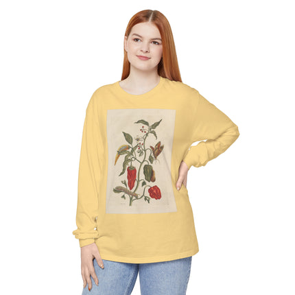 Botanical Pl.15 by Maria Sibylla Merian Garment-dyed Long Sleeve T-Shirt