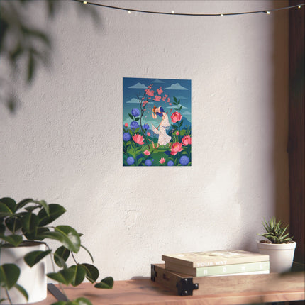 🌸☂️ The Lady Of The Falling Blossoms Matte Vertical Poster – Art Deco Garden Whimsy