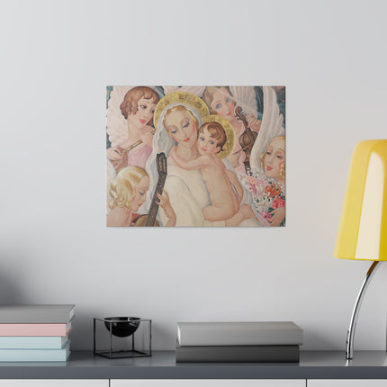 Madonna with Child and Musical Angels – 1935 Art Deco Painting by Gerda Wegener