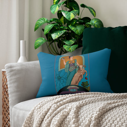 March & Aquamarine (Gem Series) by Sofia Chiostri Spun Polyester Lumbar Pillow