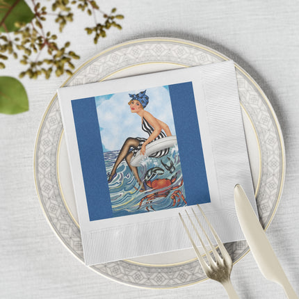 Playful Waves and Fashion Follies White Coined Napkins