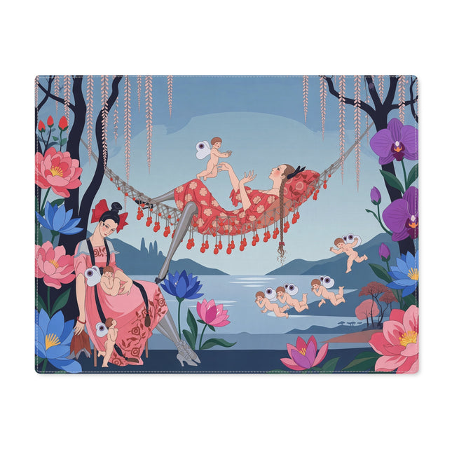 🌸🪽 The Garden Of Little Cupids Placemat – Art Deco Floral Fantasy
