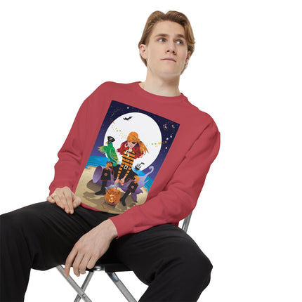 Moonlit Pirate Halloween Unisex Garment-Dyed Sweatshirt