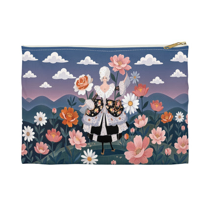 🌸🎀 The Grand Floral Promenade Accessory Pouch – Art Deco Fashion Fantasy