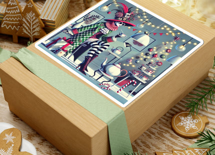 Whimsical Christmas Tea Party Kiss-Cut Stickers (4 Sizes)