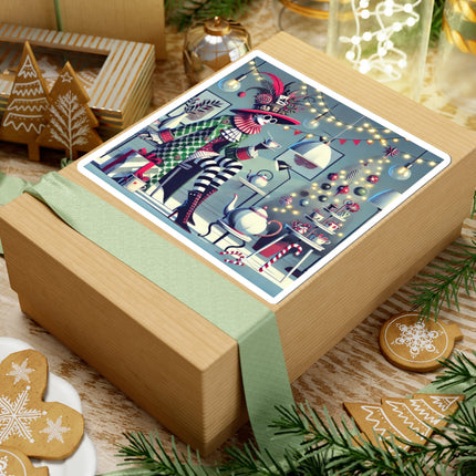Whimsical Christmas Tea Party Kiss-Cut Stickers (4 Sizes)