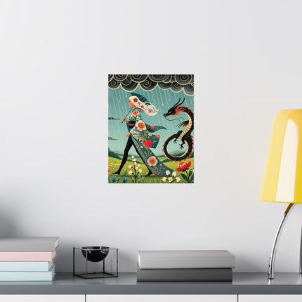 🐉🧚 The Dragon Fairy's Stride Matte Vertical Poster – Strength, Grace & Stormbound Magic