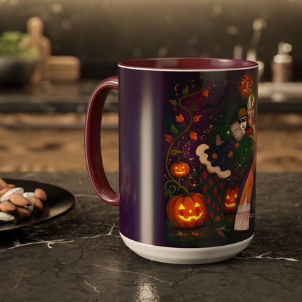 🎭🎃 The Masquerade Beneath The Pumpkin Lantern Colorful Mug – Theatrical Halloween Charm