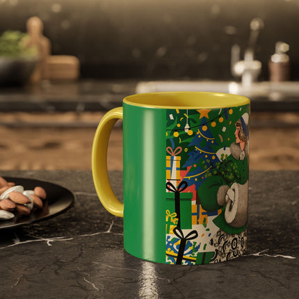🍀🎄 The Emerald Holly Christmas Colorful Mug – Art Deco Holiday Elegance