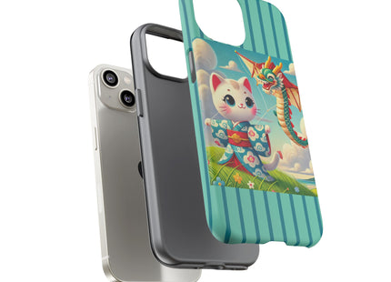 Geisha Kitten and the Dragon Kite Phone Cases