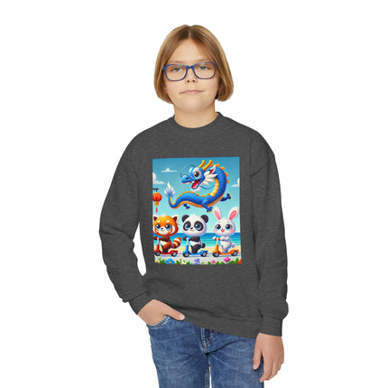 Seaside Scooter Friends Youth Crewneck Sweatshirt – Coastal Fun, Friendship & Playful Adventure