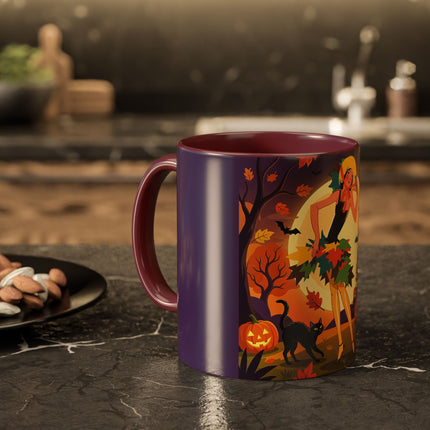 🌕🍂 Autumn Song Beneath The Harvest Moon Colorful Mug – Whimsical Halloween Charm